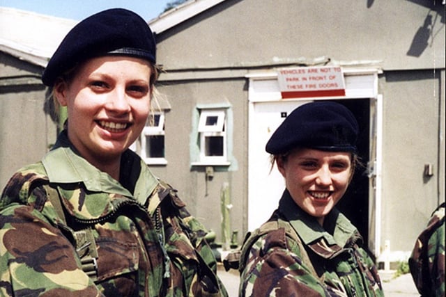 Lancashire Army Cadet Force cadets Kara Herrington, 17, and Cayley Hamilton, 15, of the Blackpool QLR Badged Cadet Detached
