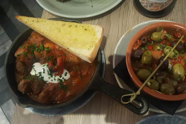 Tapas included Hungarian goulash and olives