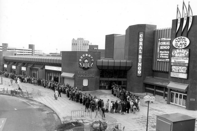 Hoteliers waiting to look round Coral Island before it officially opened in 1980s. And it's still going strong