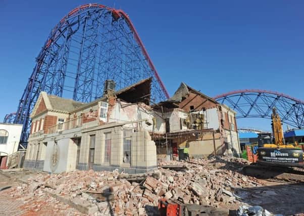 The Star pub on South Promenade was a familiar site for decades, in the far southern corner of the Pleasure Beach and in the shadow of the Big One since that attraction was built in 1994. The pub dated from 1931, when it replaced a hostelry of the same name which was nearer the sea. Here it is being demolished in 2018.