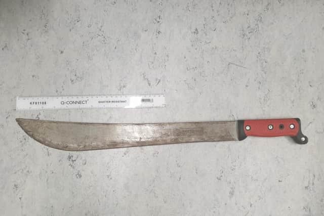 This large machete was found stored in a public place by a Blackpool PCSO.