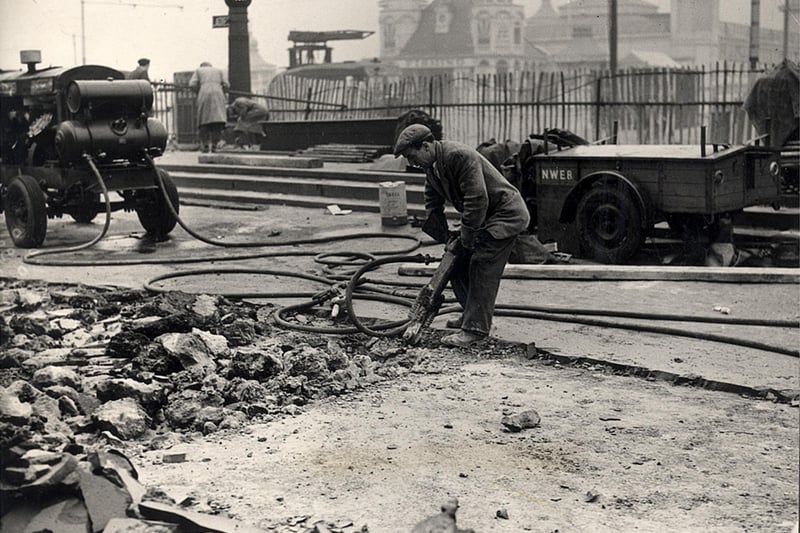 Work on Central Promenade subway in 1957. It opened the following year