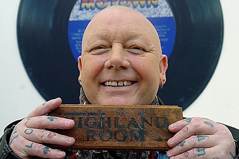 Frank Curwen with his piece of Highland Room floor from the Mecca building. Pieces of the dancefloor were auctioned off