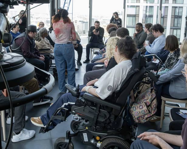 Danny Dyer (seated, centre) faces The Assembly in ITV's new interview show (Picture: ITV/Rockerdale Studios)