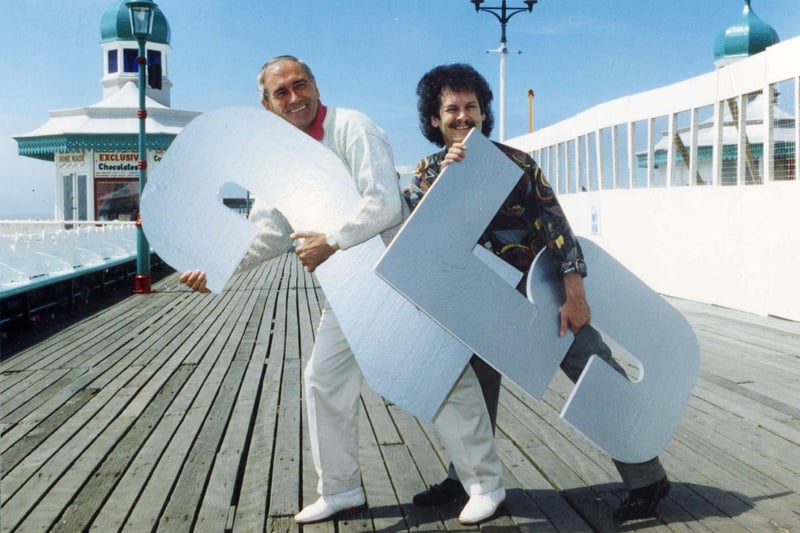 Cannon and Ball launching their showbusiness silver anniversary on North Pier in 1991
