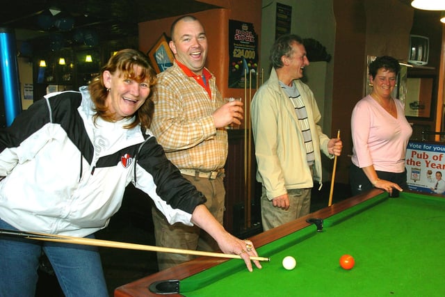 The Ship, Warren Street in 2004. Regulars (from left) Susan Booth, John Dodd, Alan Booth and Jane Fryer