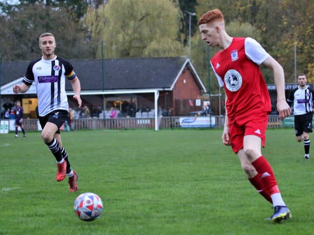 Squires Gate's Ryan Moore scored their fourth goal Picture: Ian Moore