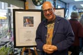 Robin Ross at the opening night of his exhibition at Tea Amantes in Blackpool