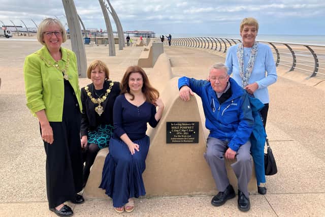 Blackpool Mayor Coun Kath Benson joined other family members at the plaque unveiling