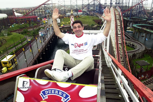 Richard Rodriguez at the starts of a 2000 hours world record attempt on the Big Dipper at Blackpool Pleasure Beach
