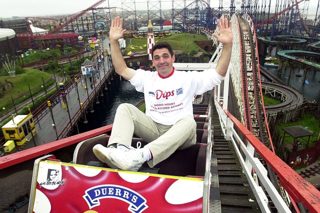 Richard Rodriguez at the starts of a 2000 hours world record attempt on the Big Dipper at Blackpool Pleasure Beach
