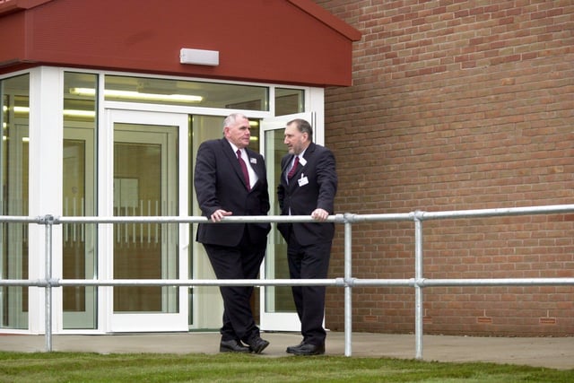 Jimmy Johnston, acting governor and Ian Phillips, assistant chief officer at the opening of new Kirkham prison in 2004