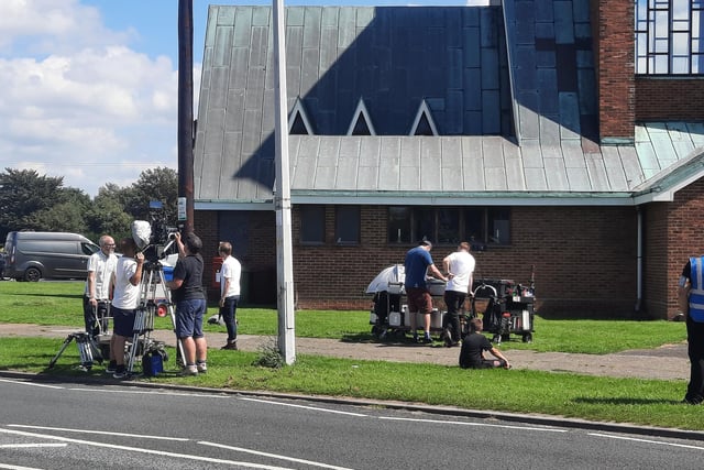 Film cews were spotted shooting scenes outside St Nicholas’ Church in Highbury Avenue, Fleetwood on Thursday (August 10). (Picture by St Nicholas' Church, Fleetwood)