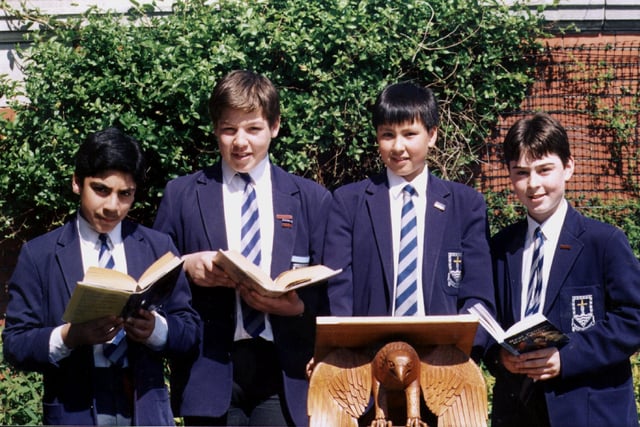 The winners and runners-up in King Edward VII School's annual Poetry and Prose Reading Contest. From left: Adam Bhailok, Gregory Coulter, Andrew Carr and Jason Langley