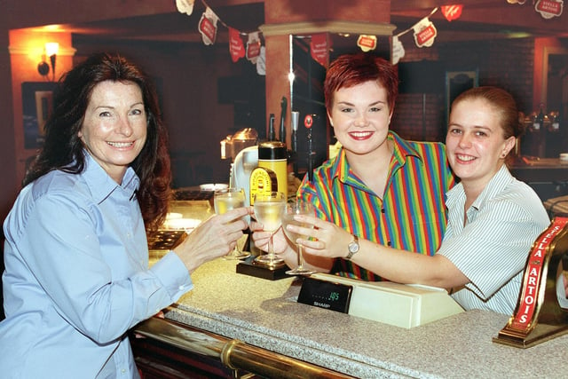 Sheila Ball (left) and two of the Lawdy's staff - Emma Vincent (right) and Catherine O'Mara, 1999
