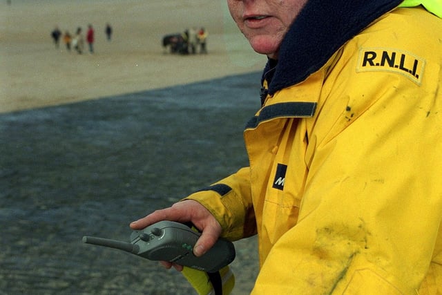 Lifeboatman, Keith Horrocks from Blackpool lifeboat station in 1998. He had been included in the New Year Honours