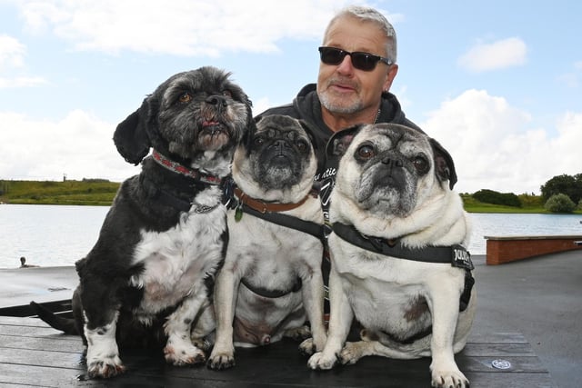 Colin Ballance with dogs Vincent, Presley and Percy.