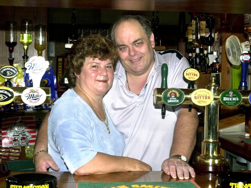 Don and Beryl Ridgeway landlord and landlady of the Lane Ends Pub, Hawes Side Lane, 2002