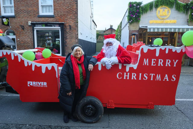Father Christmas meets Coun Brenda Blackshaw of the Lytham Christmas organising committee.