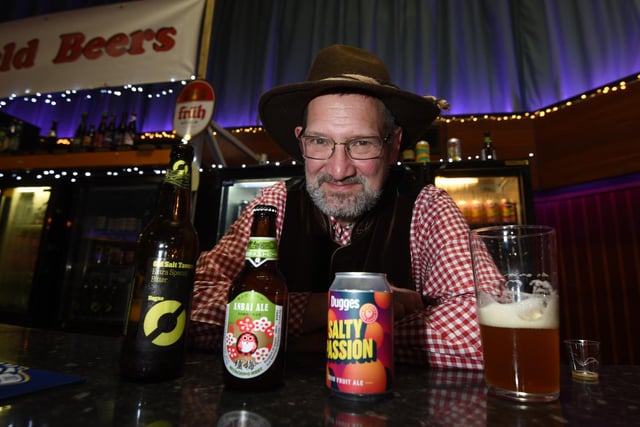 Rob Wheatley with a selection of world beers on offer at the festival.