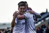 Nick Haughton celebrates scoring his fourth goal Picture: Steve McLellan
