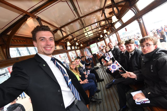 Martin Harrison, left, on board one of the heritage trams