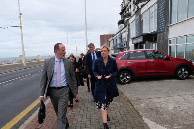Housing minister Eddie Hughes discussed issues with council officers during his visit to Blackpool