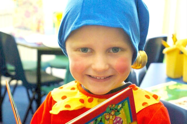 Pupils at Out Rawcliffe Primary School celebrate World Book Day. William Lewis, who was four, is dressed as Noddy, 2005