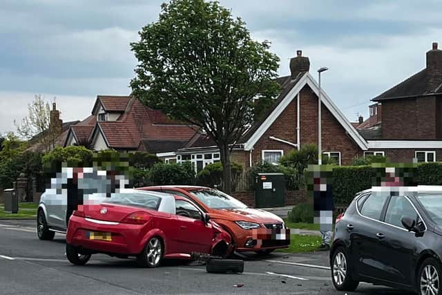 The scene of the crash in Devonshire Road, near Bispham roundabout, yesterday evening (Sunday, May 8). Credit: Jason Eastwood