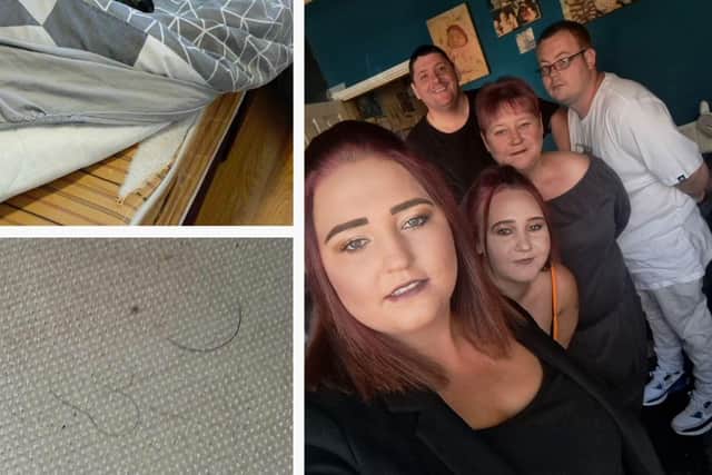 Courtney and Brian with their family, who were shocked by filthy rooms at Orchid Hotel in Blackpool