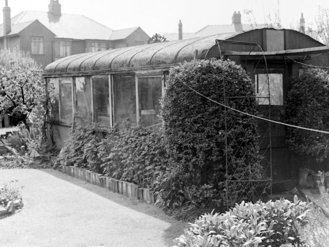 One of the last remaining carriages from the Blackpool Big Wheel in the garden of a house in Cleveleys
