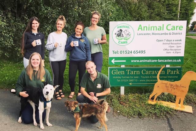 Fresh Perspective has done a series of charity fund raising events in its six years. From left  Jane Campbell, Emily Leyland, Evie Skentelbery and Laura Leyland from Fresh Perspective with Animal Care’s Faye Goymer and Michael Jones
