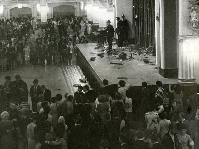 The Empress Ballroom stage was littered with debris after the Blackpool concert