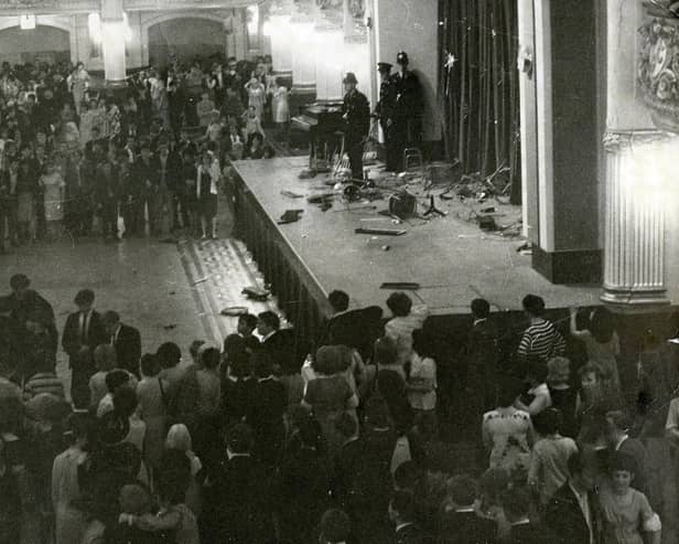 The Empress Ballroom stage was littered with debris after the Blackpool concert