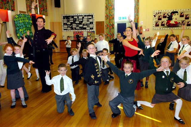 Dance Passion (Gary Woods and Clare Roberts) at their Latin American dance workshop, at Shakespeare Primary School, Fleetwood