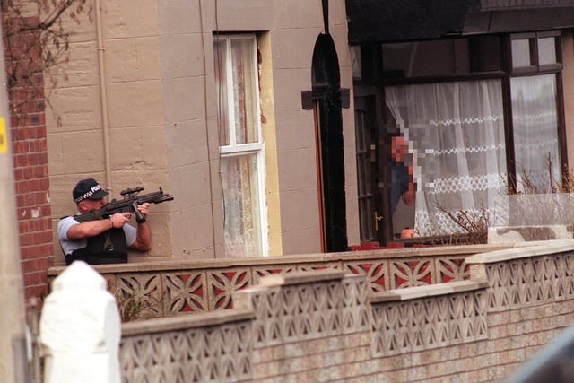 Armed Police at property on George St Blackpool, 1996