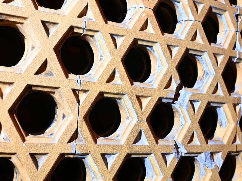 This honeycombed open tile is set in the wall and where the steam filtered through...