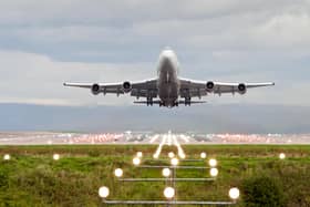 A flight taking to the skies at Manchester Airport