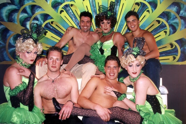 Girls Night Out in Ibiza cast meet Funny Girls, 1999. Photographer: Caroline Roberts