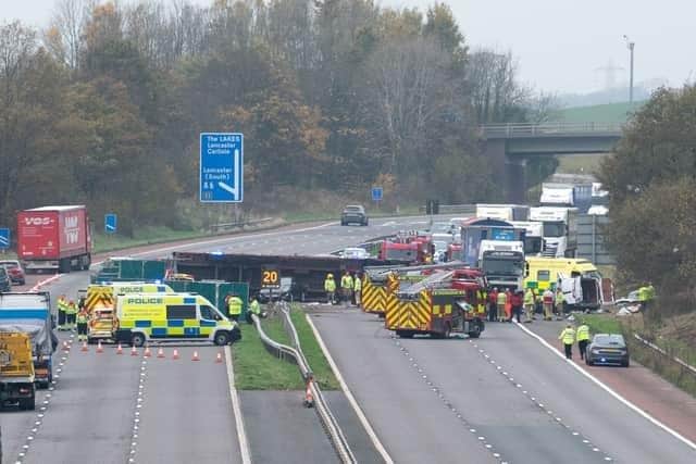 The M6 was closed a after lorry crashed through the central reservation near Preston | Kelvin Stuttard