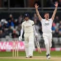 George Balderson took four wickets as Lancashire defeated Durham at Blackpool CC Picture: Gareth Copley/Getty Images