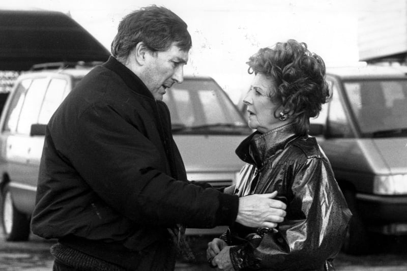 Dramatic Turn: Coronation street baddie Alan Bradley confronts Rita on Blackpool Prom in 1989