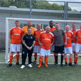 Brett Ormerod with the Blackpool FC Community Trust Armed Forces football team