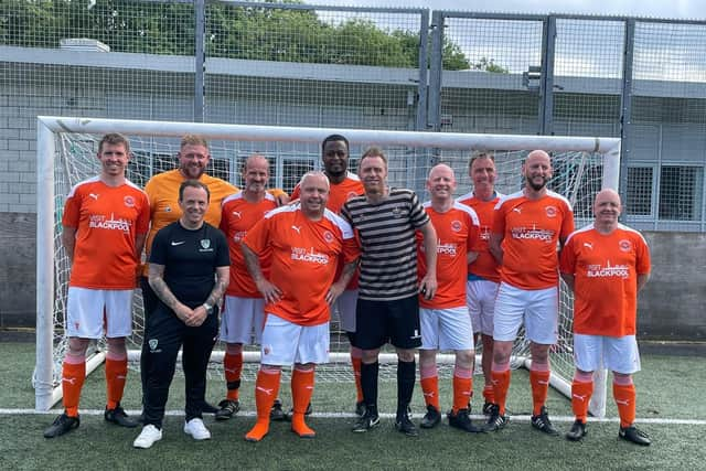 Brett Ormerod with the Blackpool FC Community Trust Armed Forces football team