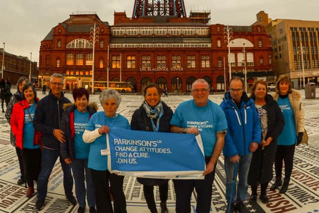 The Blackpool Tower lit up blue for Parkinson's