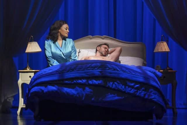 Left: Emily Williams as the lead, Rachel Marron. Right: Ayden Callaghan as Frank Farmer. Image: Paul Coltas