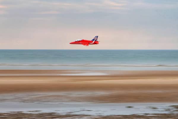 The remote control model Red Arrow flying over Cleveleys beach on Sunday (June 18). Picture by KC Photography