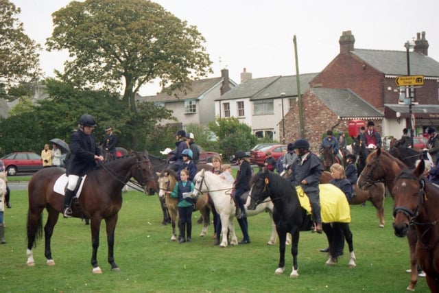 Horses from all over Lancashire cantered into a village for an unusual outdoor church service. Churchgoers met up for the second annual horseman's service, dedicated to giving thanks to their four-legged friends. More than 50 horses were brought along to the service at Wrea Green, which was led by the Rev Godfrey Hirst, vicar of St Cuthberts, Lytham