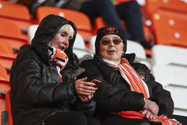 Seasiders supporters at Bloomfield Road for the game against Fleetwood Town.