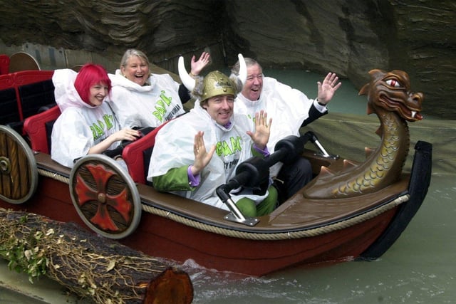 First to ride Valhalla - Johnathan Ross with wife Jane Goldman and Geoffrey and Barbara Thompson